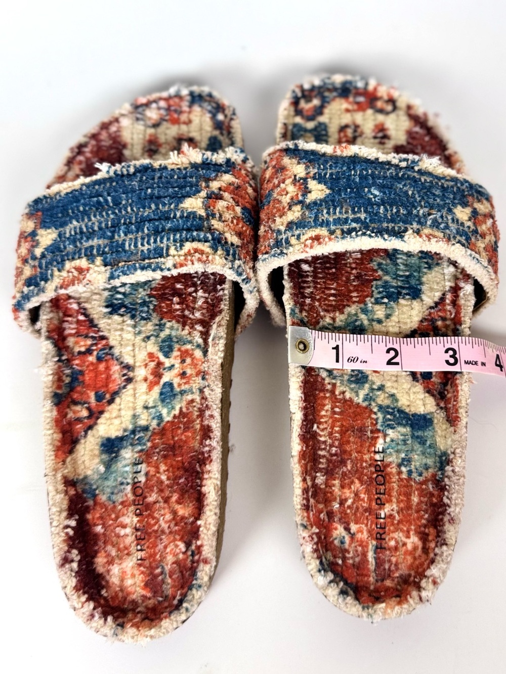 Free People Woven Wonders Footbed Sandals Navy Rust Combo Size 7 - Picture 17 of 17